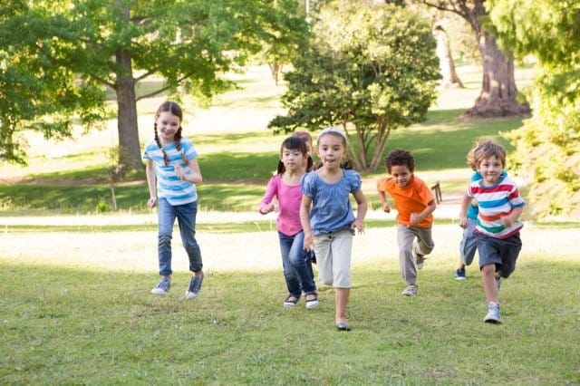 child myopia kids running outside sunny small