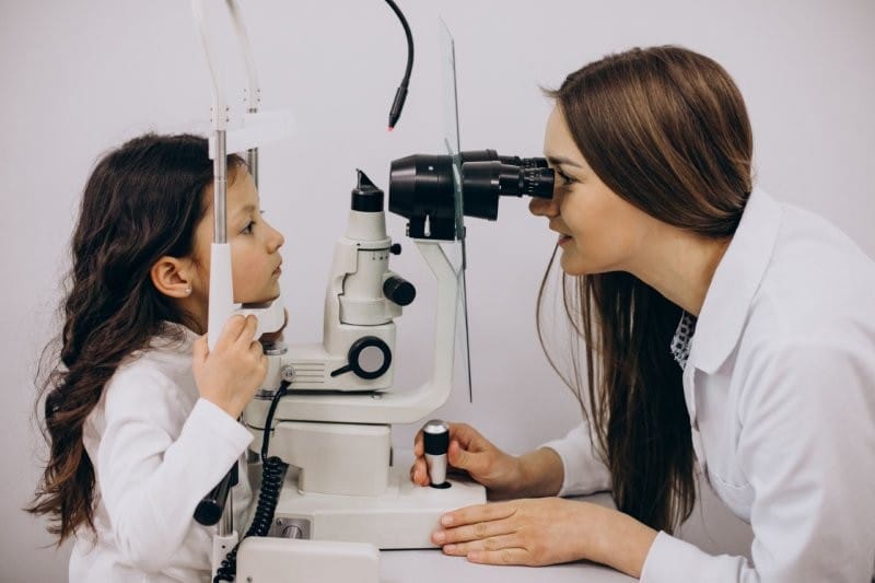 little girl eye exam small