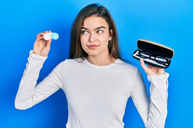 contact lenses and glasses