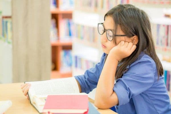asian girl student reading college library small