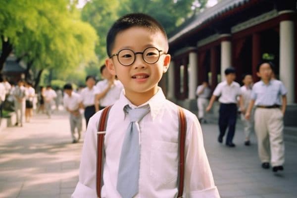 portrait asian boy uniform small