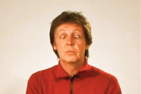 Sir Paul McCartney practises eye yoga